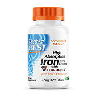 Витамины и минералы Doctor's Best Iron 27 mg High Absorption, 120 таблеток DS