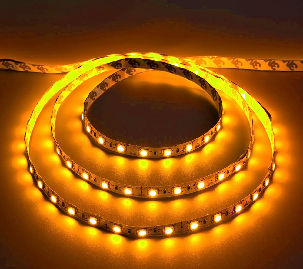 Світлодіодна LED стрічка з клейкою основою 10мм 14,4 Вт/м 60 LED/м IP20 МТК-300Y5050-14,4W-12 жовтий (5м)