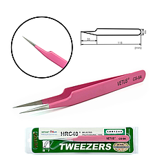 Пінцет Vetus вигнутий CS-5A, колір рожевий