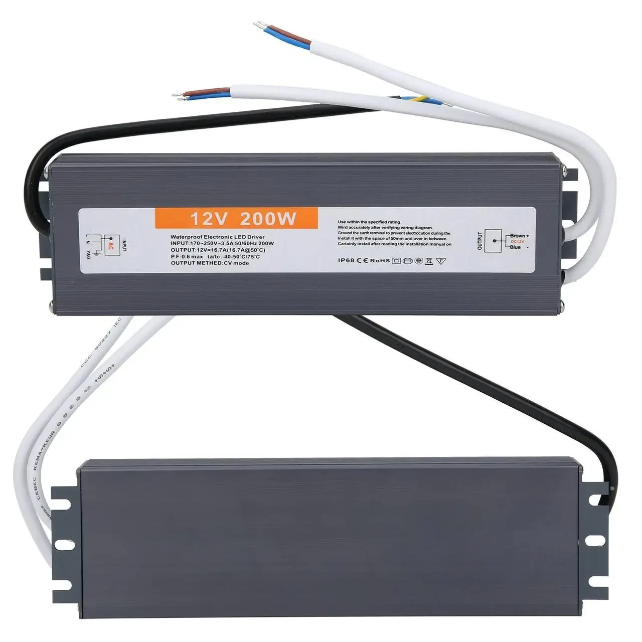 Блок живлення герметичний 12V 200W 16.7А IP68 WP-200-12, фото 1