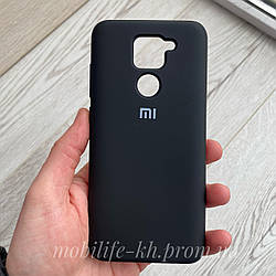 Чехол Silicone case Xiaomi Redmi Note 9 черный ( Силиконовый чехол Ксиоми редми нот 9 с микрофиброй )