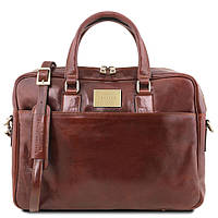 Шкіряна сумка портфель для ноутбука на два відділення Tuscany Leather Urbino TL141894 (Чорний)