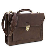 Шкіряний портфель на 3 відділення від Tuscany TL141732 Cremona (Темно-коричневий), фото 3