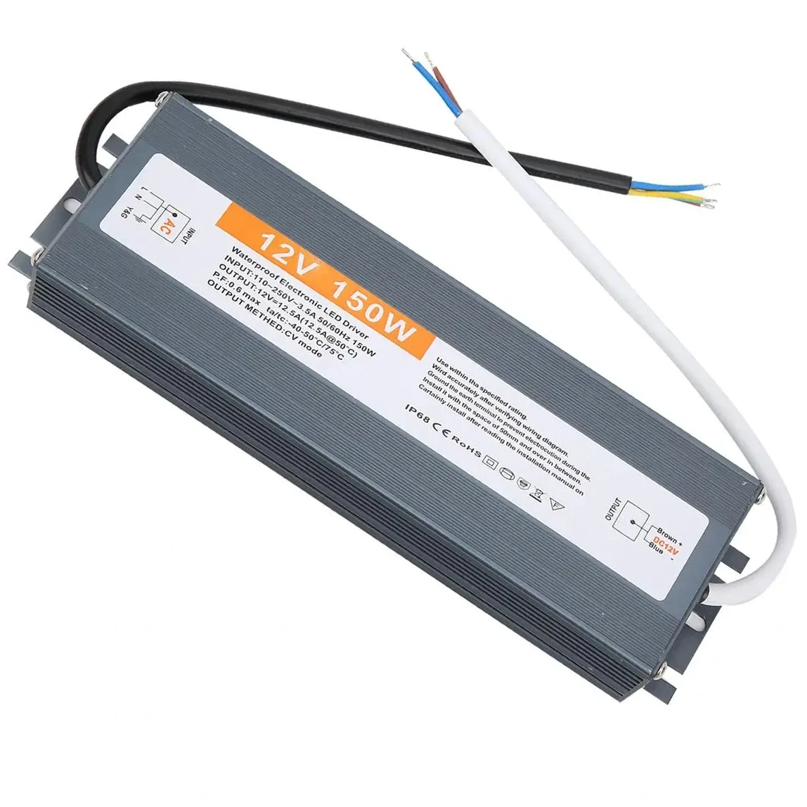 Блок живлення герметичний 12V 150W 12.5А IP68 WP-150-12, фото 1