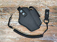 Кобура для G 17 Glock 17 Глок поясная с чехлом подсумком для магазина + шнур тренчик чёрная SV