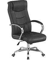 Офисное кресло Чат чёрное для кабинета руководителя и сотрудников с высокой спинкой ТМ Микс Мебель