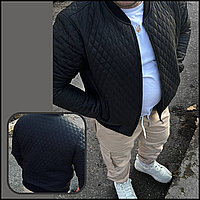 Модний чорний бомбер куртка стьобаний стильний демісезонний, круті бомбери чоловічі CKit