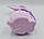 Великодня фігура кролик з бантом флок лавандовий H19.5см, фото 7