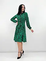 Повсякденна сукня міді з принтом (зелений, білий, капучино) 42-44, 46-48, 50-52