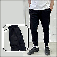 Повседневные стильные мужские коттоновые карго-штаны весенние черные тонкие, мужские брюки M CKit