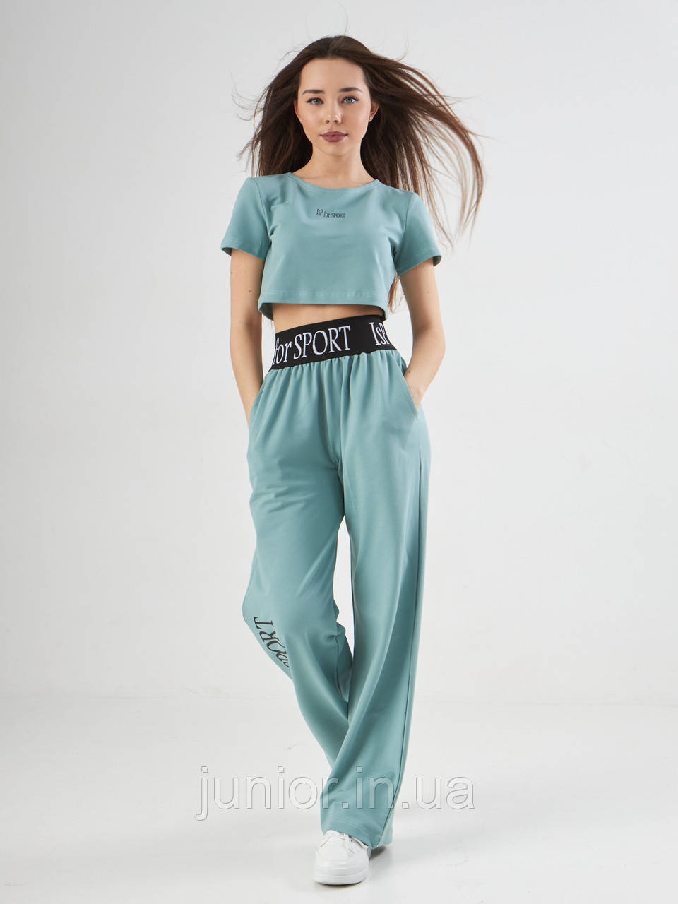 Костюм літній прогулянковий підлітковий для дівчинки топ і штани палаццо (158р), фото 1