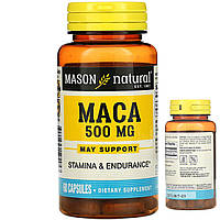 Mason Natural мака 500 мг 60 капсул maca повышение либидо выносливости комплекс иммунитета адаптоген добавка