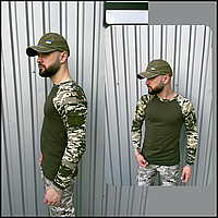 Чоловічий штурмовий тактичний Ubacs піксельний лонгслів військовий літній формений хакі всу, Velcro кофта CKit