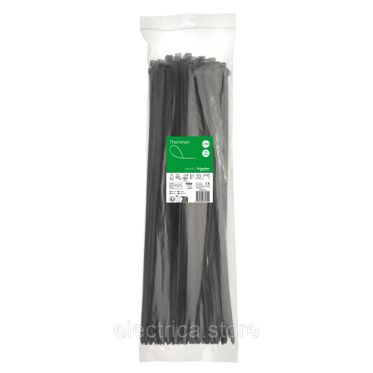 Кабельні стяжки Thorsman 550x8.8 мм чорні IMT46427, фото 1
