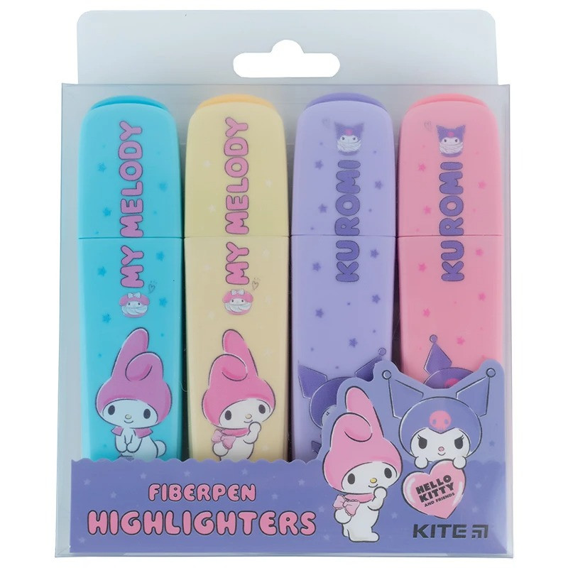 Маркер Highlighter Kite Kuromi HK24-444, набір з 4-х кольорів