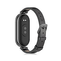 Шкіряний ремінець для фітнес браслета Xiaomi Mi Band 3 и 4 Type A чорний, тримач - чорний, фото 3