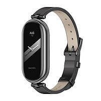 Шкіряний ремінець для фітнес браслета Xiaomi Mi Band 3 и 4 Type A чорний, тримач - чорний, фото 4