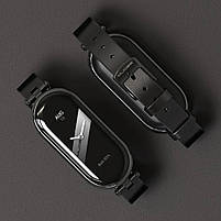 Шкіряний ремінець для фітнес браслета Xiaomi Mi Band 3 и 4 Type A чорний, тримач - чорний, фото 5
