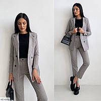 Костюм женский брючный деловой классический стильный офисный двойка пиджак на пуговицах и брюки арт 192