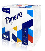 Салфетки бумажные Papero 24х24 см, 100 шт, белые, 1-слойные