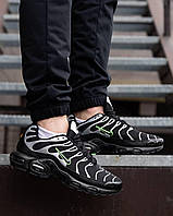 Мужские кроссовки найк Nike Air Max Plus Tn Black Silver Green модные кроссы осенние кроссовки осень