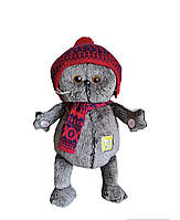 Мягкая игрушка Кот Басик в красной шапке с шарфом 35 см