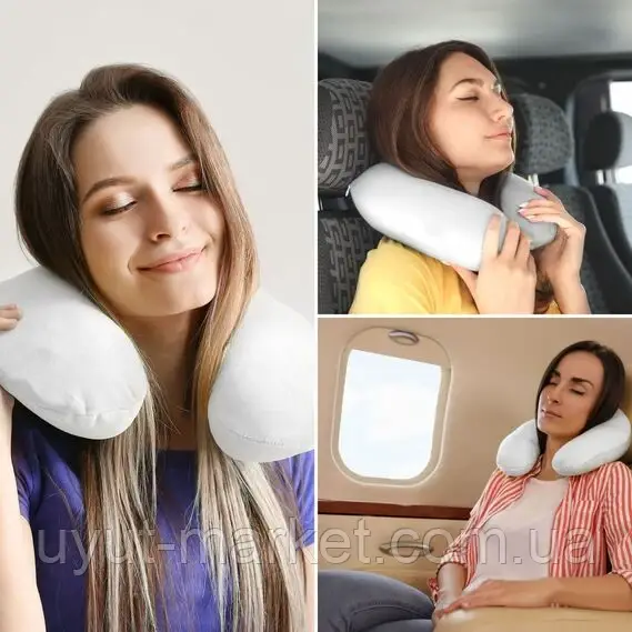 Подушка підголовник рогалик для подорожей MEMORY FOAM IDEIA 30х40 см з ефектом пам'яті