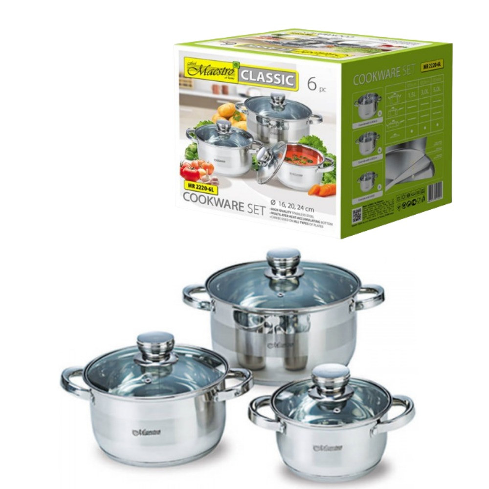 Набір посуду нержавіючий Maestro MR-2220-6L, фото 1
