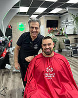 Пеньюар парикмахерский с вашим Логотипо, с отверстиями для рук Vsetex Червоний | Накидка для клиента