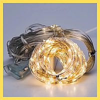 Гирлянда конский хвост Роса 20 нитей на 600 LED светодиодная лампочек медный провод 3 м 8 режимов Желтый, Светодиодная гирлянда, Нить комнатная