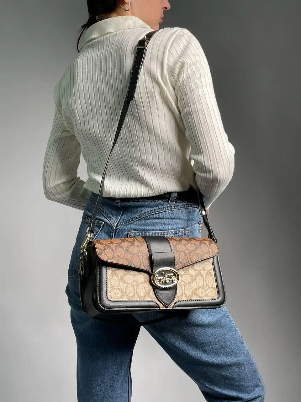 Натуральная кожаная сумочка coach tabby для женщин, модная сумка на длинном ремне и с логотипом - фото 1 - id-p2150746467