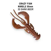 Съедобная силиконовая приманка Crazy Fish Nimble 2" 50-50-32-6-F кальмар, активный рак для ловли окуня