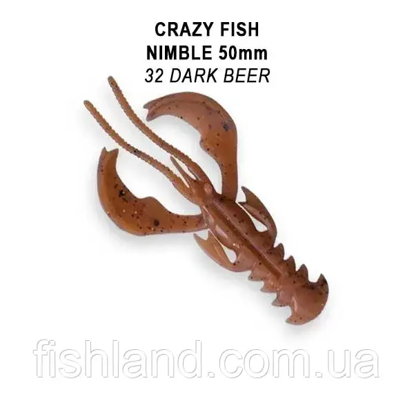 Їстівна силіконова приманка Crazy Fish Nimble 2" 50-50-32-6-F кальмар, активний рак для лову окуня