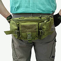 Сумка поясная тактическая / Мужская сумка на пояс / Армейская сумка. JQ-693 Цвет: зеленый
