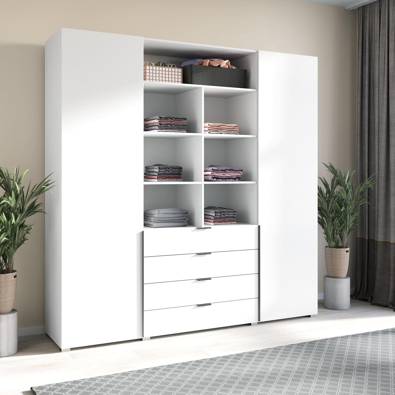 Шкаф на две двери со штангами, ящиками и открытыми полками: продажа ...