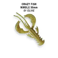 Съедобная силиконовая приманка Crazy Fish Nimble 2" 50-50-1-6-F кальмар, активный рак для ловли окуня