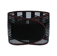 Поперековий бандаж з металевими ребрами жорсткості та знімним аплікатором чорний розмір M унісекс