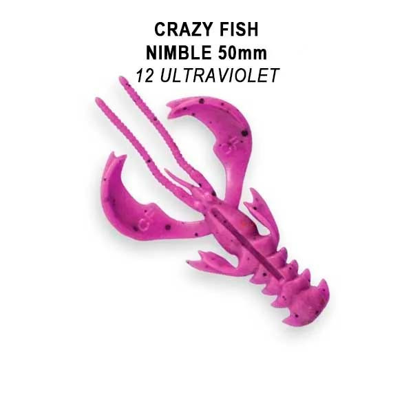 Їстівна силіконова приманка Crazy Fish Nimble 2" 50-50-12-6-F кальмар, активний рак для лову окуня