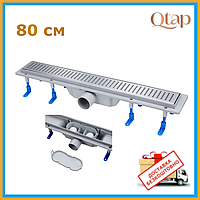 Трап Qtap Dry FB304-800 лінійний із сухим закривом і неіржавкою решіткою 800х73