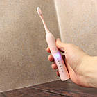 Ультразвукова зубна щітка Х-3 + 4 насадки, Рожева / Електрична бездротова щітка для чищення зубів, фото 2