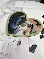 Фотография на акриле, фоторамка с декором в виде сердца.