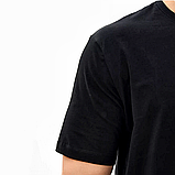 Чоловіча чорна футболка з принтом герб Патріотична модна футболка із символікою тризубом 100% бавовна Black, фото 4