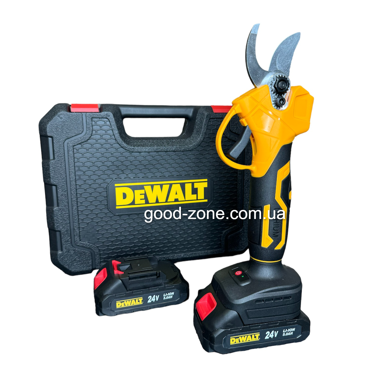 Акумуляторний секатор DeWalt DCMPP540P1 (24V, 5AH). АКБ секатор Девольт. Електросекатор