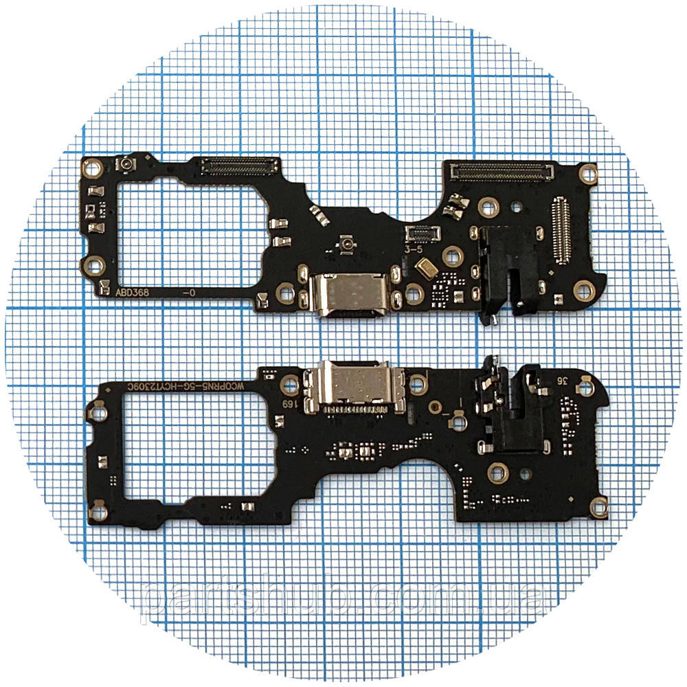Шлейф Oppo Reno 5 5G з роз'ємом зарядки, навушників та мікрофоном - нижня плата