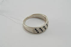 Срібне кільце з білими та чорними фіанітами, фото 5