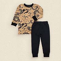 Свитшот Dexters и штаны для ребенка из петельчатой ткани 134 см коричневый черный GL, код: 8418569