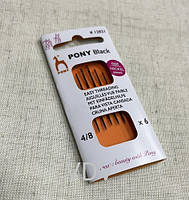 Голка Pony (Індія) для слабозорих №4/8, чорна 6 шт 12821