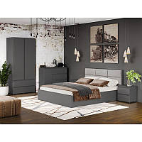 Комплект меблів у спальну кімнату, спальний комплект ліжко + приліжкові тумби + комод + шафа Лайт 3 Еверест