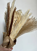 Натуральный интерьерный букет из пампасной травы, вечный букет "Собери сам" из сухоцветов в стиле бохо 45 см