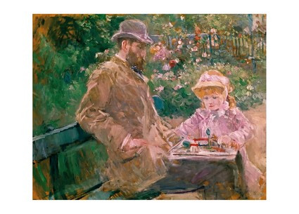 Листівка Berthe Morisot - Eugene Manet and his Daughter in the Garden of Bougival, фото 1